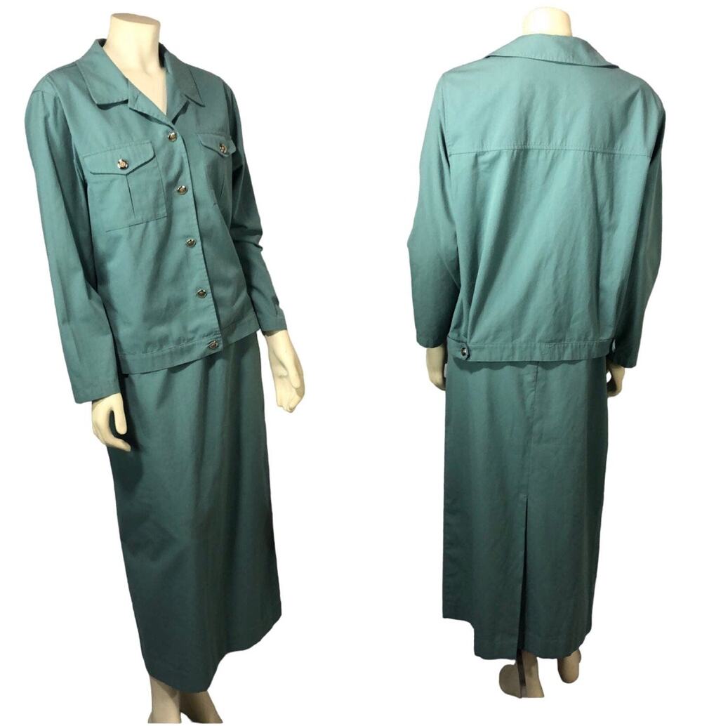 Vintage Patchington green skirt jacket set size large